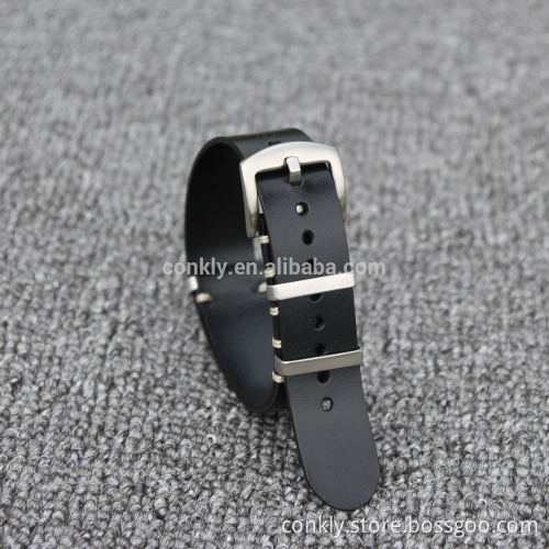 Handmade black double faced genuine leather watch strap manufacturer CONKLY